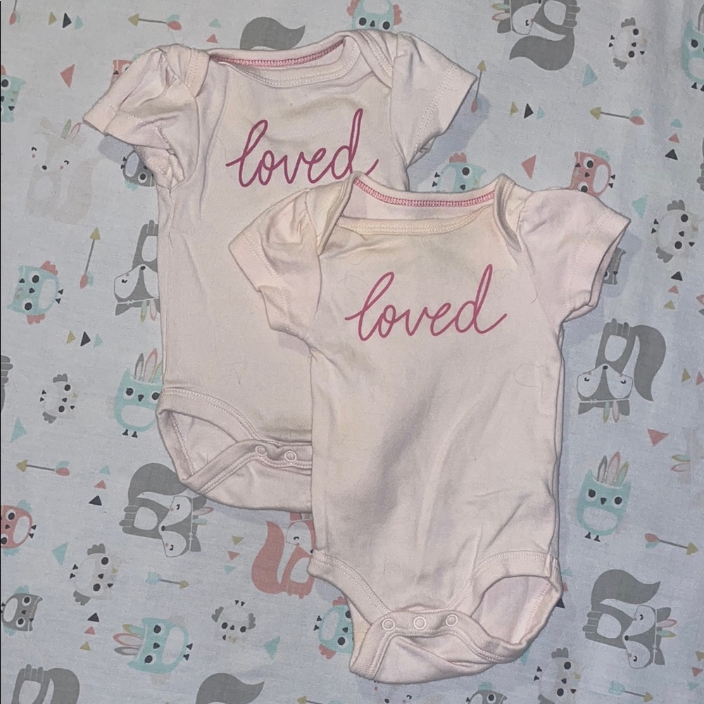 Cloud Island Pink Bodysuit Set Loved Design- Newborn Baby
